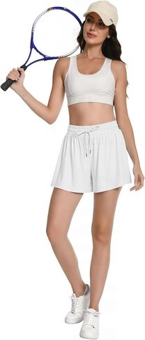 YLDUJ AMUM Womens with Lined Running Shorts Breathable Double Layer Summer 2 in 1 Athletic Workout Flowy Shorts with Pockets in Kuwait