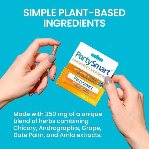 Himalaya PartySmart, One Capsule for a Better Morning, Plant-Based Liver Support for a Better Morning After Drinking, Clinically Studied, Non-GMO Project Verified, 28 Capsule Larger Size in Kuwait