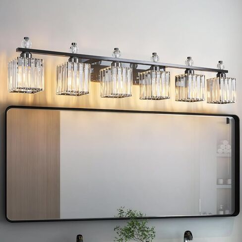 Bathroom Vanity Lights 4-Light Plating Black Modern Crystal Vanity Light Fixtures Over Mirror Crystal Bathroom Vanity Lighting Fixtures in Kuwait