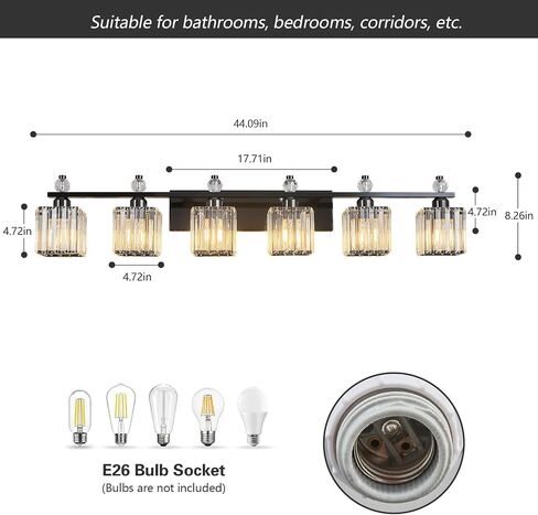 Bathroom Vanity Lights 4-Light Plating Black Modern Crystal Vanity Light Fixtures Over Mirror Crystal Bathroom Vanity Lighting Fixtures in Kuwait