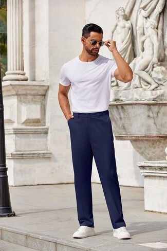 COOFANDY Men Casual Cotton Pants Classic Fit Stretch Chino Pant Flat Front Wrinkle-Free Pants in Saudi Arabia