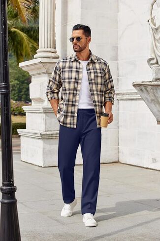 COOFANDY Men Casual Cotton Pants Classic Fit Stretch Chino Pant Flat Front Wrinkle-Free Pants in Saudi Arabia