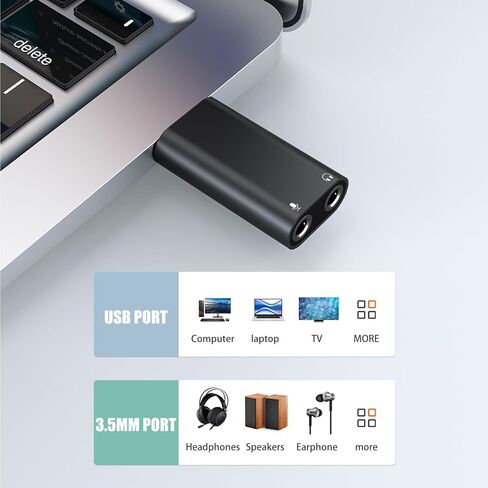 Pastall USB C to 3.5mm Audio Adapter, Typec to Aux Adapter,Typec Sound Card,Usbc to Headphone Jack Adapter for PS4/PS5/Headphone/Mac/Linux/Laptop/Desktops/Docking Station in Kuwait