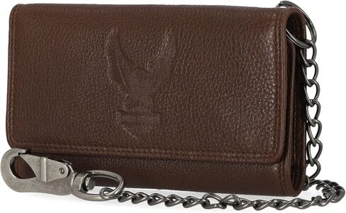 Harley -Davidson Men's Genuine Leather Imance B & S Eagle Trucker Wallet - Brown in Saudi Arabia