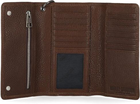 Harley -Davidson Men's Genuine Leather Imance B & S Eagle Trucker Wallet - Brown in Saudi Arabia