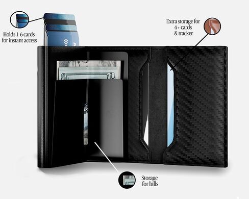 TITAN X Trifold With Clip Wallet | Minimalist Slim Metal Leather anti RFID Wallet | Front Pocket Minimalist Wallet For Men, Gift Boxed (Carbon Fiber) in Saudi Arabia