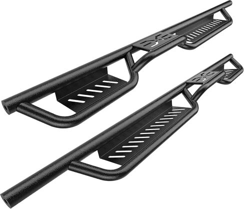 Running Boards Compatible with Wrangler JK 4 Door 2007-2018, Black Powder Coated Steel Nerf Bar w/Two Stairs Design All-Steel Build, Bolt-on Side Steps in Saudi Arabia