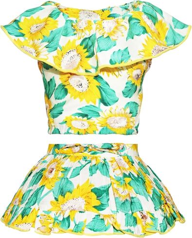 فساتين الكلاب ، ملابس الكلاب ، فساتين الحيوانات الأليفة للصيف ، زي جرو فاخر مع أعلى محصول وتنورة ، تنورة كلب لطيف مع عزر عباد الشمس ، ملابس القط (أصفر وخضراء ، x-large ، 2 pcs) in Kuwait