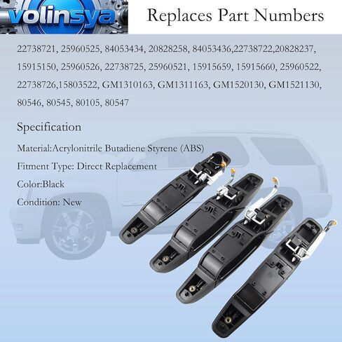 مقابض أبواب الكروم الخارجي ، 4 مساءً ، ركاب السائق الخلفي الأمامي متوافق مع Escalade ، Chevy Avalanche Silverado Silverado Tahoe ، GMC Sierra ، Yukon 2007-2014 ، OE# 20828258 ، 2273872222828237 in Kuwait