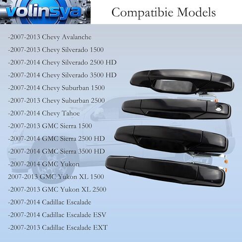مقابض أبواب الكروم الخارجي ، 4 مساءً ، ركاب السائق الخلفي الأمامي متوافق مع Escalade ، Chevy Avalanche Silverado Silverado Tahoe ، GMC Sierra ، Yukon 2007-2014 ، OE# 20828258 ، 2273872222828237 in Kuwait