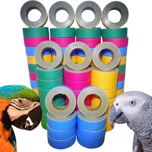 24 Pcs Fatty Chew Bagels for Parrots,Durable Cardboard Bird Toys for Chewing Foraging Shredding for Medium and Large Parrot Amazons Mini Macaws African Greys Cockatoos Eclectus Senegal in Kuwait