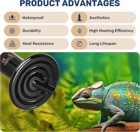 YSSOA 150W Reptile Heat Lamp, Ceramic No Light Emitting Heat Bulbs, Suitable for Snake/Lizard/Spider, Incubating Chicken and Plant Growth, 2 Pack in Kuwait