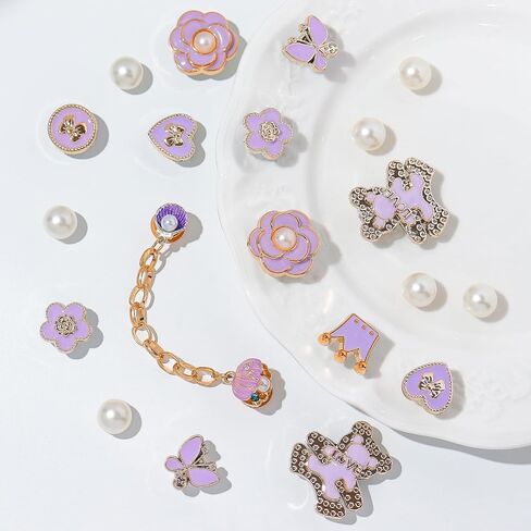 20 PCS سحر أحذية بلينغ ، سحر أحذية لؤلؤة زهرة ، سلاسل أحذية الراين المتلألئة ، سحر ديكور حذاء DIY لصالح الحفلات عيد ميلاد in Saudi Arabia