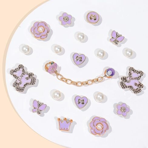 20 PCS سحر أحذية بلينغ ، سحر أحذية لؤلؤة زهرة ، سلاسل أحذية الراين المتلألئة ، سحر ديكور حذاء DIY لصالح الحفلات عيد ميلاد in Saudi Arabia