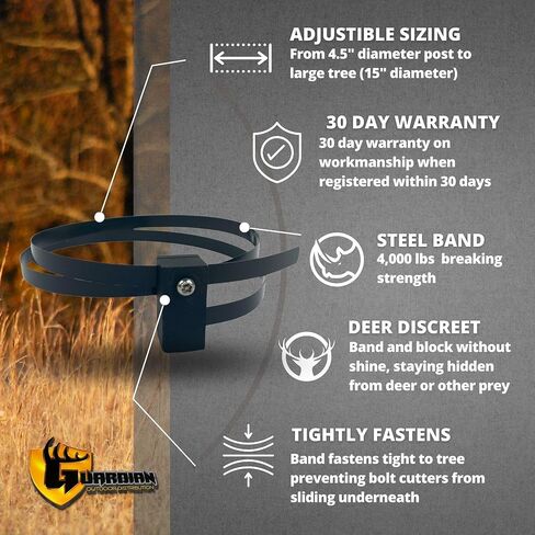Trail Camera Lock by Guardian - Game Cam Tree Mount Holder Accessory and Heavy Duty Metal Security Locking Strap to Replace Lockbox and Reduce Theft (48 inch) (Maxx (Block 2X Bigger)) in Saudi Arabia