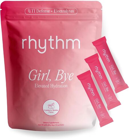 rhythm Girl, Bye Fast-Acting 18 ct. Tropical-Flavored Keto UTI Relief & Defense + Rapid Hydration Urinary Tract Health Drink Mix | pH Balancing | Workout & Intimacy | Essential Intermittent Fasting in Kuwait