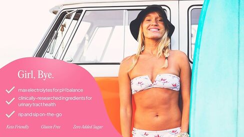 rhythm Girl, Bye Fast-Acting 18 ct. Tropical-Flavored Keto UTI Relief & Defense + Rapid Hydration Urinary Tract Health Drink Mix | pH Balancing | Workout & Intimacy | Essential Intermittent Fasting in Kuwait