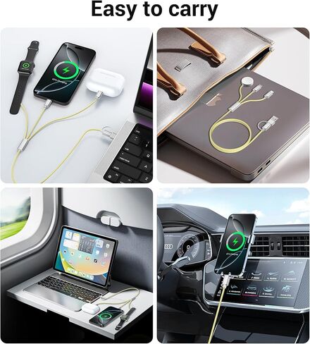 كابل Temdan 3 في 2 USB C لشاحن Apple Watch iPhone 16 Charger/Type C/Lightning Nylon مضفر متعدد كابل شحن أساسيات السفر متوافق مع iWatch Ultra/SE/10-1&iPhone 16/15/14/13/12-4FT in Kuwait