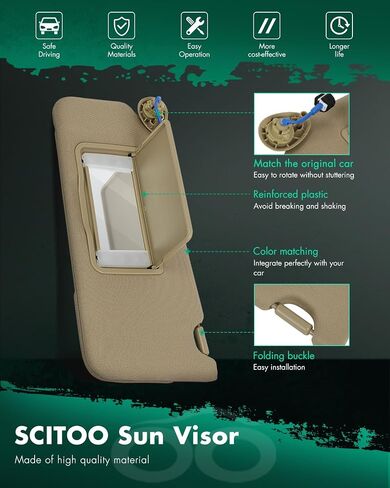 SCITOO Car Sun Visor Assbembly With Mirror Fit For 2009-2014 For Acura For TL,2008-2012 For Honda For Accord Beige With Sunroof(Left Driver Side) in Saudi Arabia