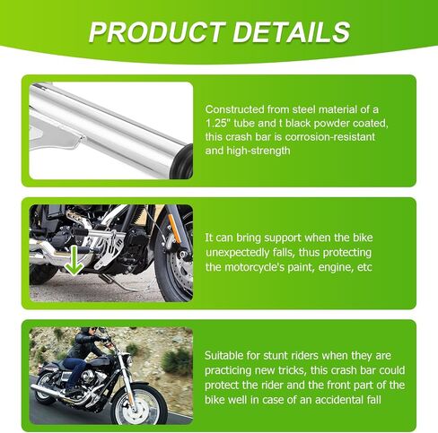 Mofun Front Highway Engine Guard Bar Bron Front Peg Crash Bar متوافق مع Harley Dyna Fat Bob Fxdf Low Rider FXDL/I Street Bob FXDB/I Wide Glide FXDWG/I 2006-2017 Models with Mid Control in Saudi Arabia