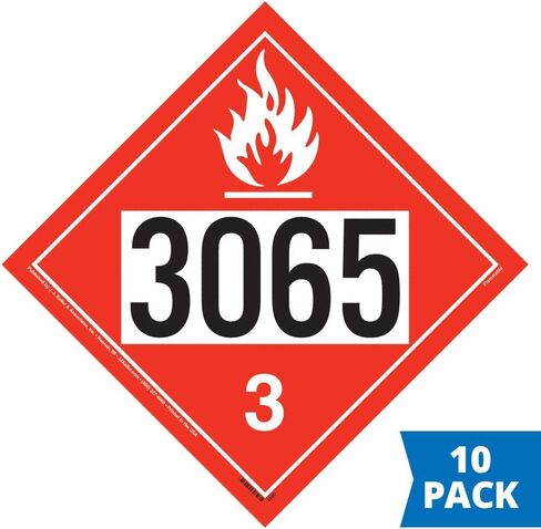 3065 Placard, Class 3 Flammable Liquid 25-pk. - 10.75" x 10.75" Polycoated Tagboard for Temporary Applications - J. J. Keller & Associates - Complies with DOT Hazmat Placard Requirements in Saudi Arabia