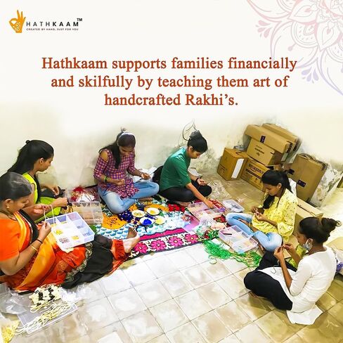 مجموعة Hathkaam من 2 Rakhi لأخ | مصمم Rakhi سوار يدوي Rakhi | Rakhi for Brother مصنوع من خيوط رائعة ملونة للخرز للمهرجان الهندي Raksha Bandhan in Kuwait