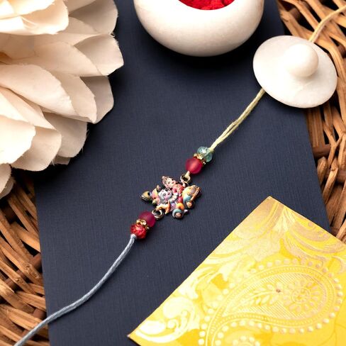 Rakhi for Brother Bhai Bhaiya Bhatija Raksha Bandhan Gift Rakhi Thread Single Rakhi with Roli Chawal Gift Pack in Saudi Arabia