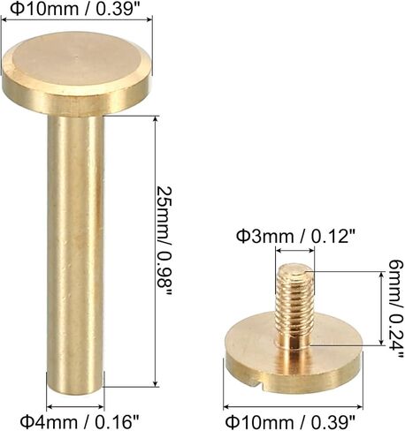 PATIKIL M4x12mm Chicago Screws, 25 Sets Brass Chicago Screw Slotted Binding Post Screw Rivets for Leather Belt Scrapbook Photo Albums, Bronze in Saudi Arabia