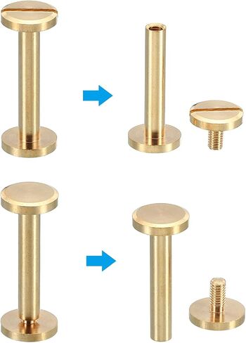 PATIKIL M4x12mm Chicago Screws, 25 Sets Brass Chicago Screw Slotted Binding Post Screw Rivets for Leather Belt Scrapbook Photo Albums, Bronze in Saudi Arabia