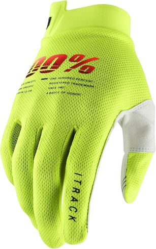 100% iTrack Gloves - Lightweight Dirt Bike, Motorcycle & Motocross Gloves - Flexible Bike Riding Gloves with Sleek Design - Fluo Yellow, Large in Saudi Arabia