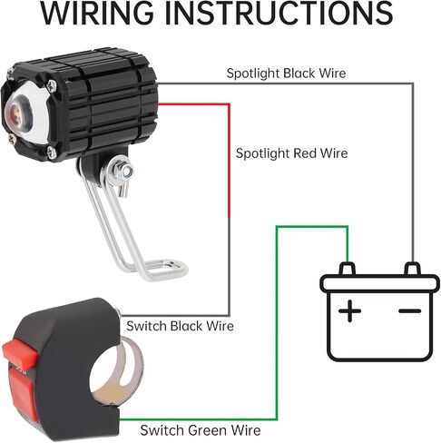 WANKANCE TOWERANCE MOTIONCELE SPOTCILIARY SPOTLIGHT FOG LIGHT ، 32W WHITE 4 MODE 4 MODE SUPER BRIGHT LED ضوء قيادة مع التبديل ، 6500K 9V-85V (أحمر) (أحمر) in Saudi Arabia