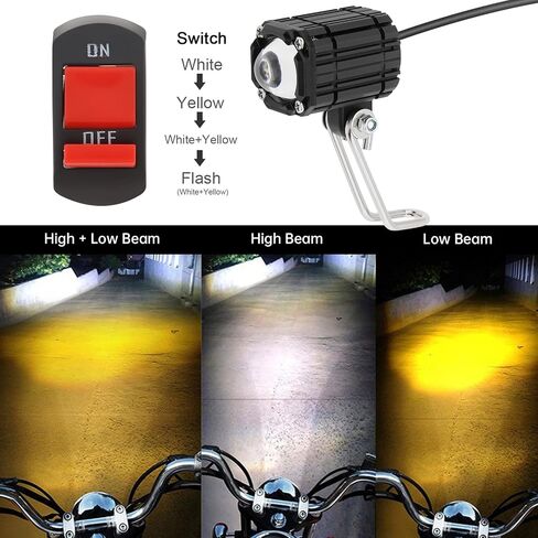 WANKANCE TOWERANCE MOTIONCELE SPOTCILIARY SPOTLIGHT FOG LIGHT ، 32W WHITE 4 MODE 4 MODE SUPER BRIGHT LED ضوء قيادة مع التبديل ، 6500K 9V-85V (أحمر) (أحمر) in Saudi Arabia