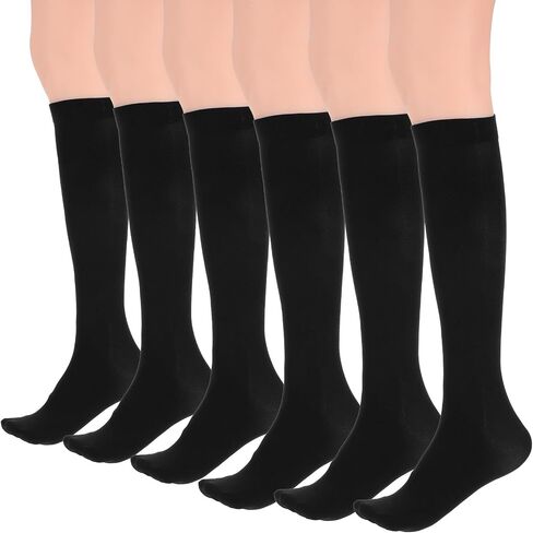 6 Pairs Women's Knee High Socks, Opaque Stretchy Spandex Black Knee High Socks, Trouser Sock for Women in Saudi Arabia
