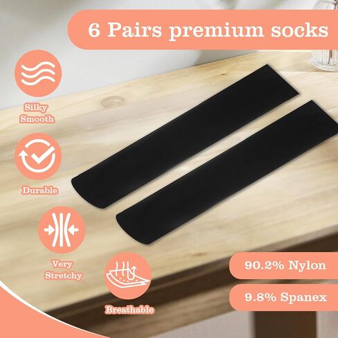 6 Pairs Women's Knee High Socks, Opaque Stretchy Spandex Black Knee High Socks, Trouser Sock for Women in Saudi Arabia