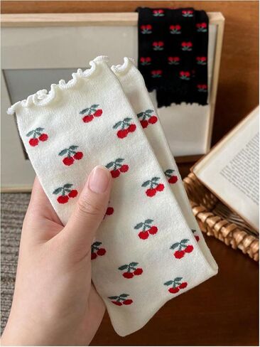 Wdirara Women's 4 Pairs Cute Bow Long Socks Noft Soft Frilly Sock for Girl Teen in Saudi Arabia