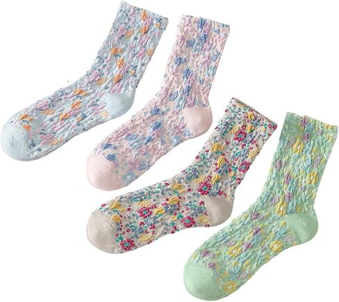 Wdirara Women's 4 Pairs Cute Bow Long Socks Noft Soft Frilly Sock for Girl Teen in Kuwait