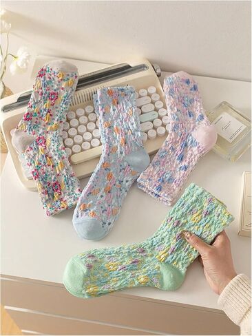 Wdirara Women's 4 Pairs Cute Bow Long Socks Noft Soft Frilly Sock for Girl Teen in Kuwait