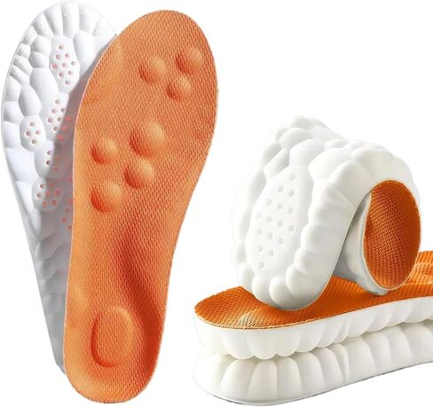 4D Cloud Soles Memory Foam Insoles for Men/Women - Arch Support Shoe Inserts with Acupressure Massage Foot Pain Relief & Fatigue Reduction for Sports/Running(US-Unisex-8-8.5) in Saudi Arabia