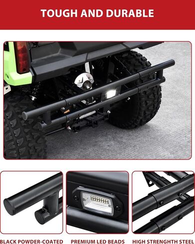 Sautvs المصد الخلفي مع ضوء LED ل Honda Pioneer 520 2021-2025 ، واقي واقي الفرشاة الخلفية من الفولاذ الأسود مع ضوء لهجة LED ل Honda Pioneer 520 الملحقات in Saudi Arabia