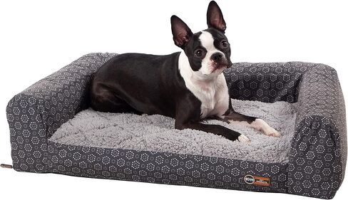 K&H Pet Products Air Sofa Inflatable Dog Bed, Lightweight Air Mattress Pet Bed, Indoor/Outdoor Bed for Seniors, Camping, Travel and More, Navy/Geo Flower Small 18 X 24 Inches in Kuwait