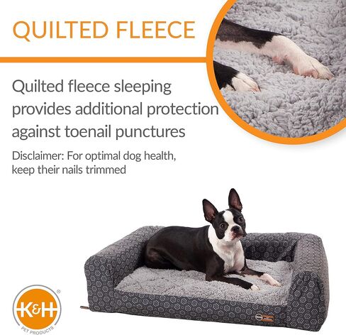 K&H Pet Products Air Sofa Inflatable Dog Bed, Lightweight Air Mattress Pet Bed, Indoor/Outdoor Bed for Seniors, Camping, Travel and More, Navy/Geo Flower Small 18 X 24 Inches in Kuwait