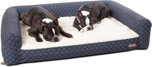 K&H Pet Products Air Sofa Inflatable Dog Bed, Lightweight Air Mattress Pet Bed, Indoor/Outdoor Bed for Seniors, Camping, Travel and More, Navy/Geo Flower Small 18 X 24 Inches in Kuwait