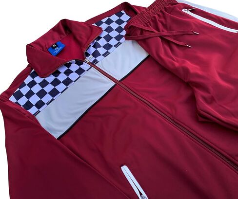 Men’s Tracksuit Checker Boxed Track jacket & Track pants Full Suit Matching Jogging Set in Saudi Arabia