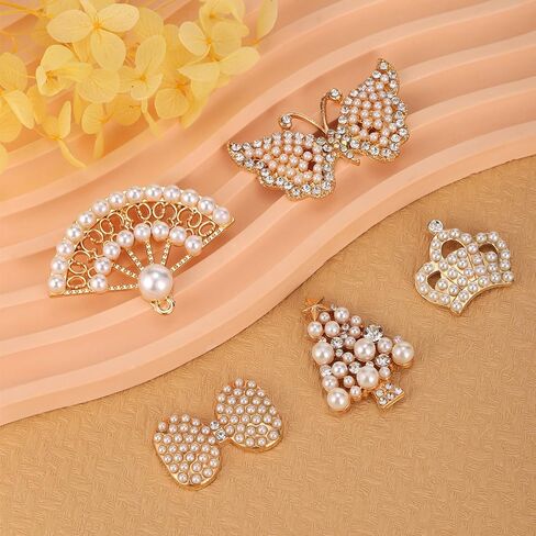 24 PCS Pearl Glitter Shoe Charms ، Bling Shoe Charms Designer Decoration ، وسلاسل الأحذية ، وملحقات الأحذية ، وأحجار الراين ، لؤلؤة DIY للنساء الحفلات هدايا عيد ميلاد in Kuwait