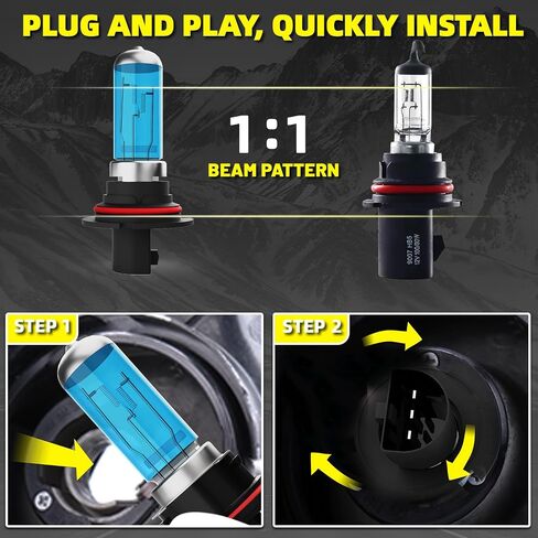 Headlight Bulbs Fit For Dodge Ram 1994-2007, 9007 High Low Dual Beam Combo, Super Bright 5500K White Light High Performance Halogen Light Bulbs, 2PCS in Saudi Arabia