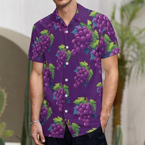 Grapes Men's Hawaiian Printed Shirts Button Down Short Sleeve Shirt Classic Fit Top in Saudi Arabia