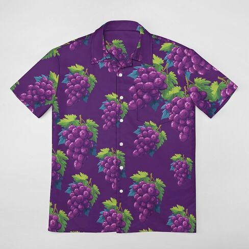 Grapes Men's Hawaiian Printed Shirts Button Down Short Sleeve Shirt Classic Fit Top in Saudi Arabia