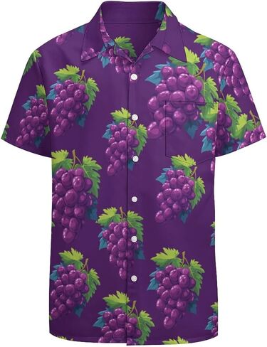 Grapes Men's Hawaiian Printed Shirts Button Down Short Sleeve Shirt Classic Fit Top in Saudi Arabia