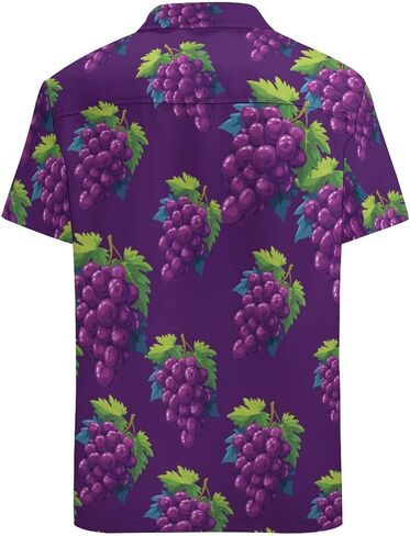 Grapes Men's Hawaiian Printed Shirts Button Down Short Sleeve Shirt Classic Fit Top in Saudi Arabia