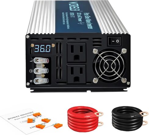 WZRELB 4000W Pure Sine Wave Inverter 36V DC to 110V 120V AC Power Converter with LED Display, Hardwire Terminal,Off-Grid Portable Power Inverter with Dual AC Outlets for Home, RV, Truck, Camping in Saudi Arabia